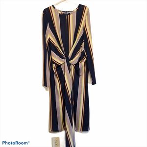 Multi color striped long sleeve dress